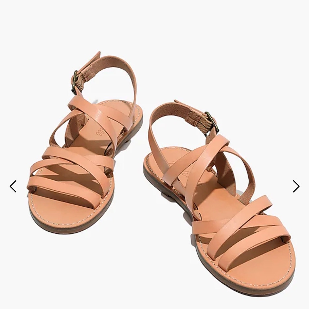 Madewell Multi Strap Sandal with Buckle. Natural Buff color.  SZ 10.  NWT